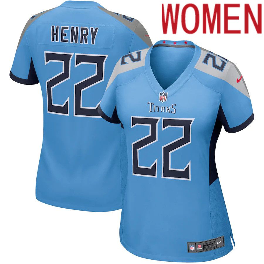 Women Tennessee Titans #22 Derrick Henry Nike Light Blue Game NFL Jersey.->women nfl jersey->Women Jersey